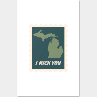 I Mich You - Michigan Postage Stamp Posters and Art